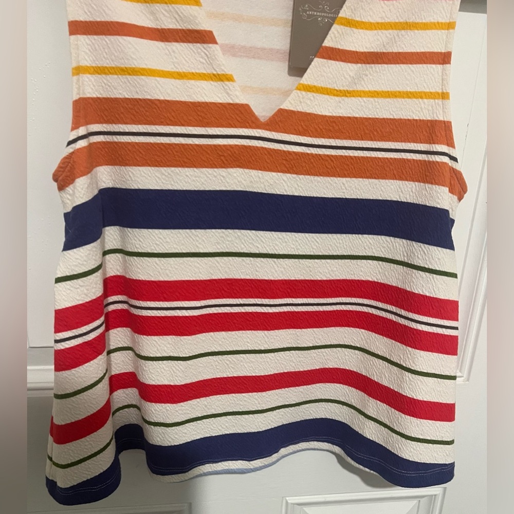 Anthropologie Postmark Monterey Multicolored Striped Sleeveless Top Size Medium - Picture 9 of 15